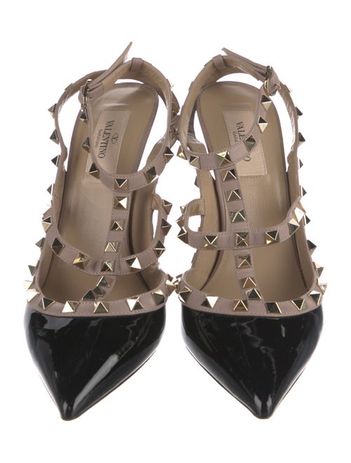 Valentino Rockstud Accents Patent Leather T-Strap Pumps