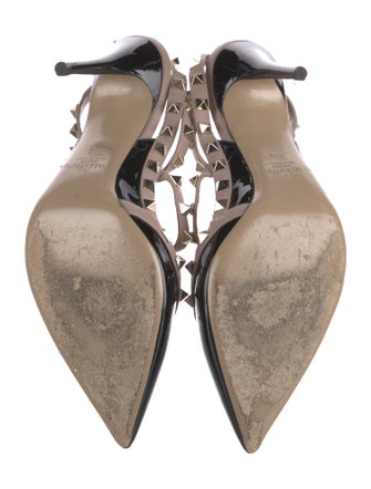 Valentino Rockstud Accents Patent Leather T-Strap Pumps