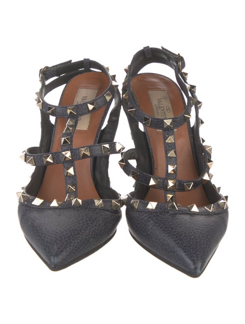 Valentino Rockstud Accents Leather T-Strap Pumps