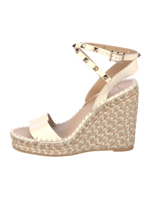 Valentino Rockstud Accents Leather Espadrilles