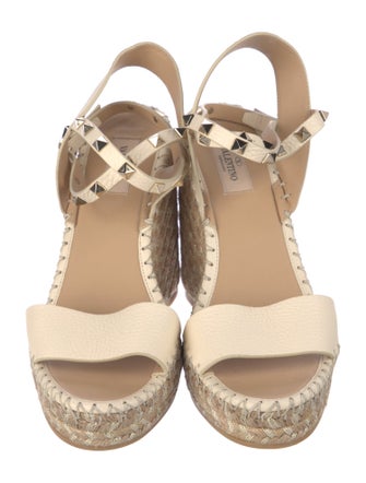 Valentino Rockstud Accents Leather Espadrilles