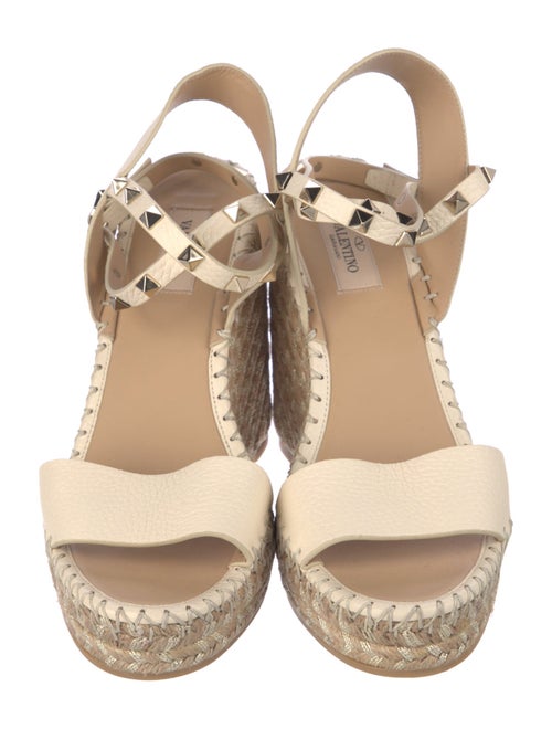 Valentino Rockstud Accents Leather Espadrilles