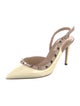 Valentino Patent Leather Colorblock Pattern Slingback Pumps