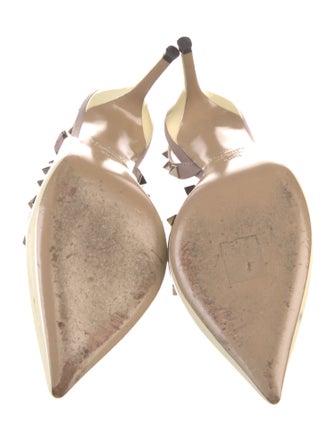 Valentino Patent Leather Colorblock Pattern Slingback Pumps