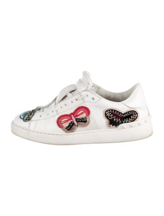 Valentino Rockstud Accents Leather Sneakers