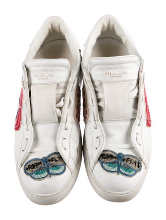 Valentino Rockstud Accents Leather Sneakers