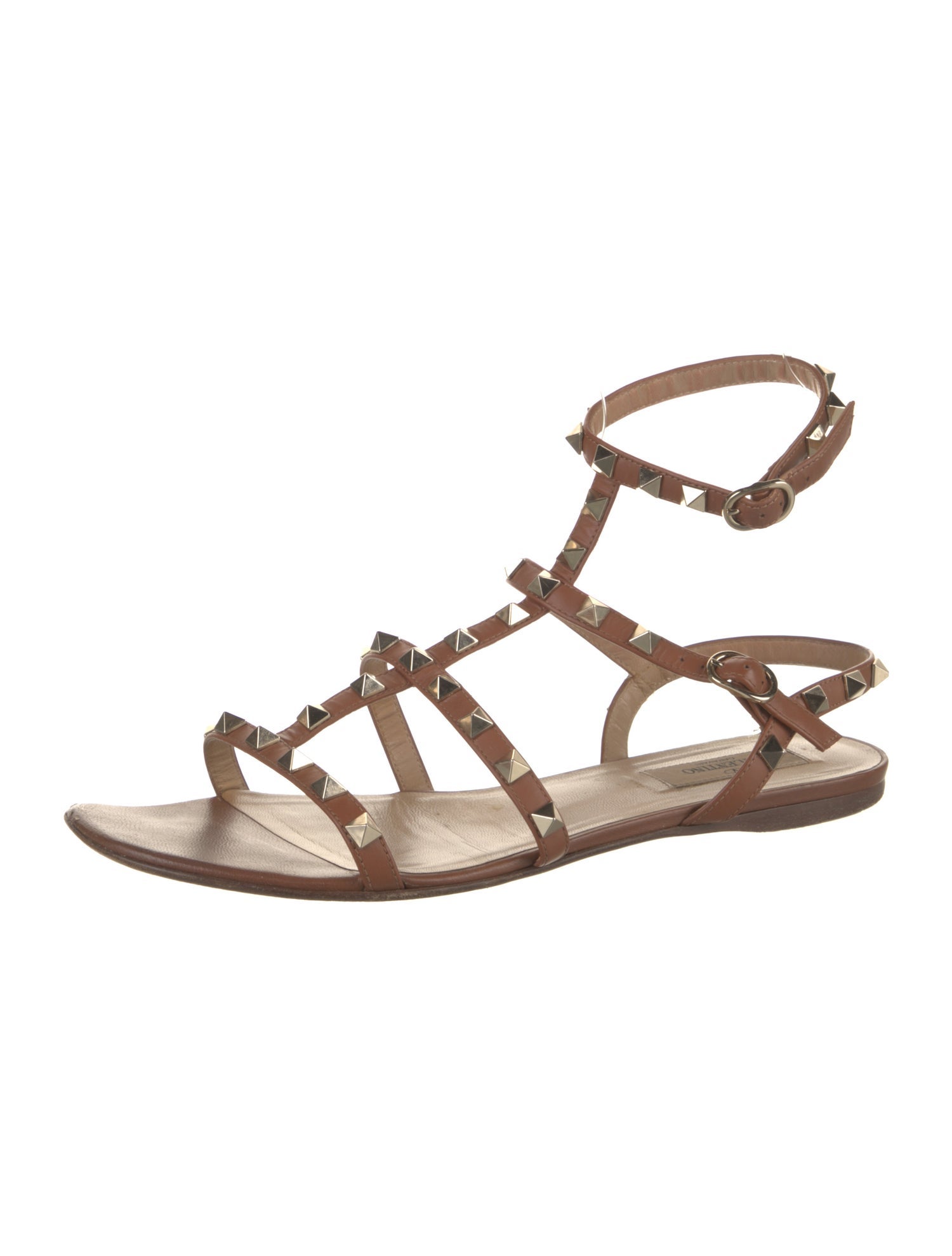 Valentino Rockstud Accents Leather Gladiator Sandals