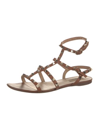 Valentino Rockstud Accents Leather Gladiator Sandals