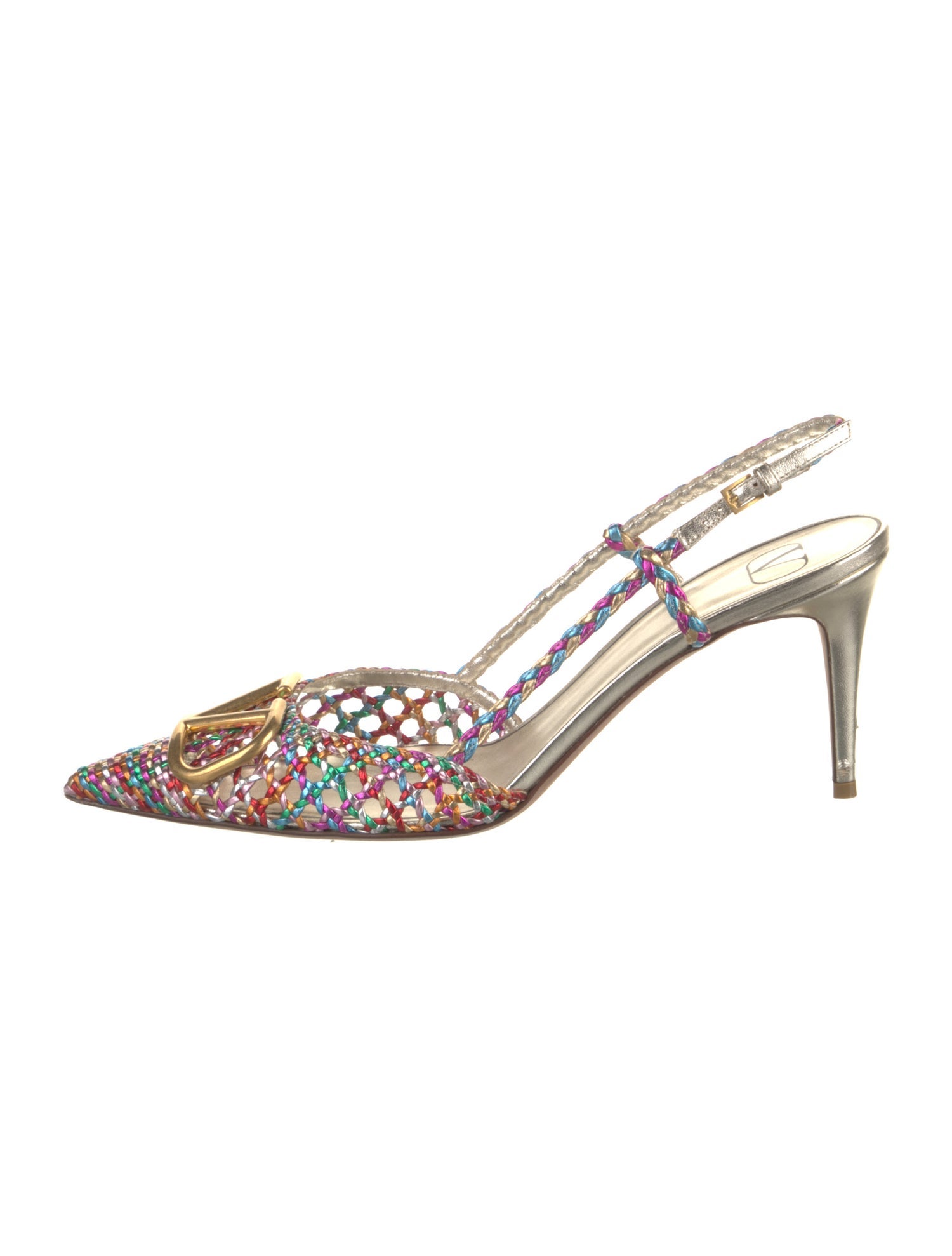 Valentino Patterned Braided Accents Slingback Pumps