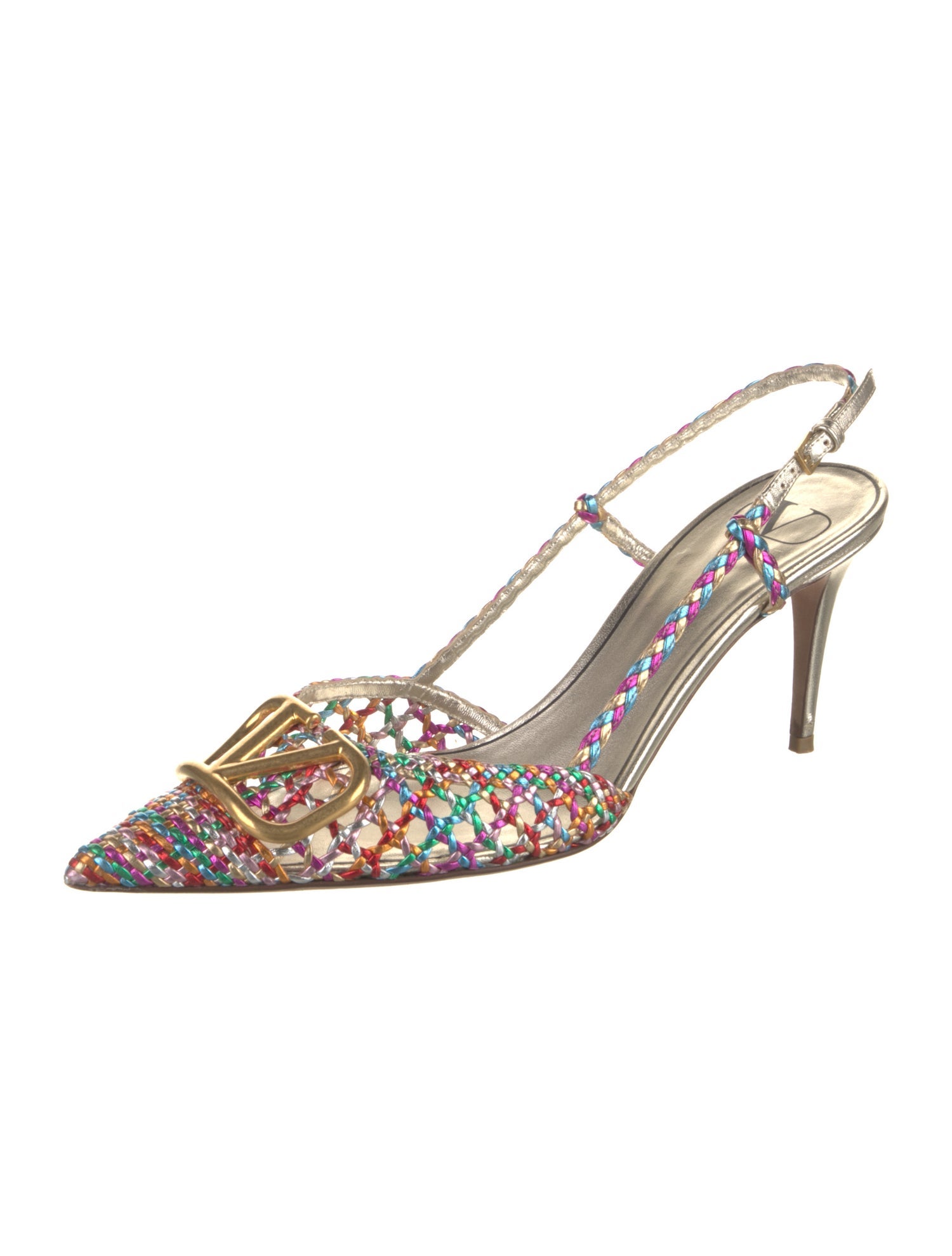Valentino Patterned Braided Accents Slingback Pumps