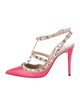 Valentino Rockstud Accents Leather T-Strap Pumps