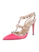 Valentino Rockstud Accents Leather T-Strap Pumps