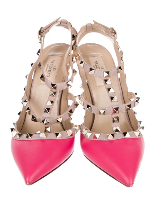 Valentino Rockstud Accents Leather T-Strap Pumps