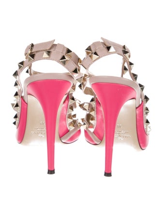 Valentino Rockstud Accents Leather T-Strap Pumps