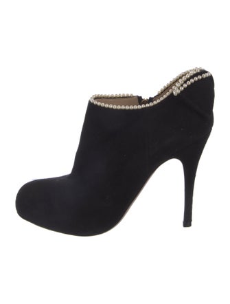 Valentino Faux Pearl Accents Suede Boots