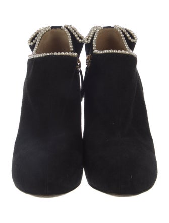 Valentino Faux Pearl Accents Suede Boots