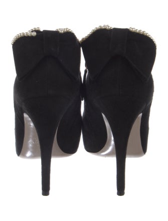 Valentino Faux Pearl Accents Suede Boots