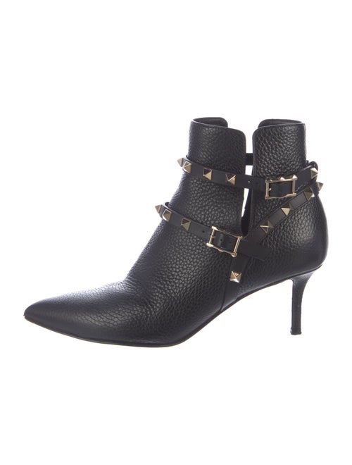 Valentino Rockstud Accents Leather Moto Boots