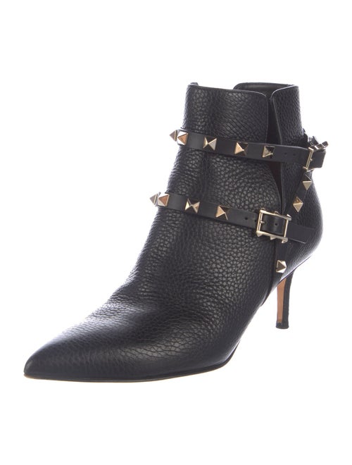 Valentino Rockstud Accents Leather Moto Boots