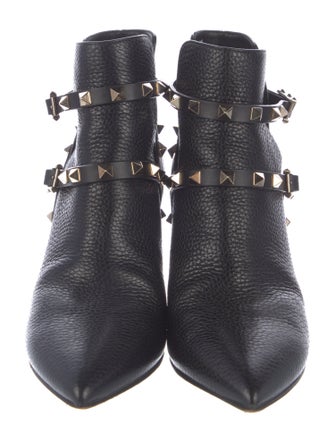 Valentino Rockstud Accents Leather Moto Boots