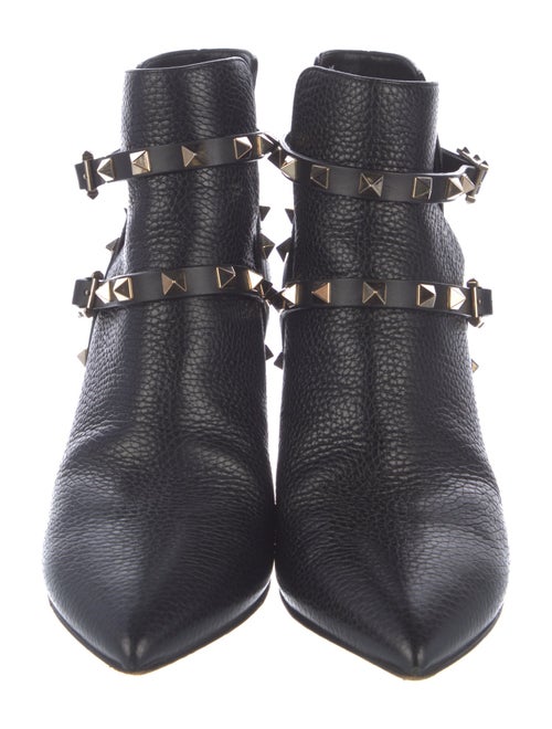 Valentino Rockstud Accents Leather Moto Boots