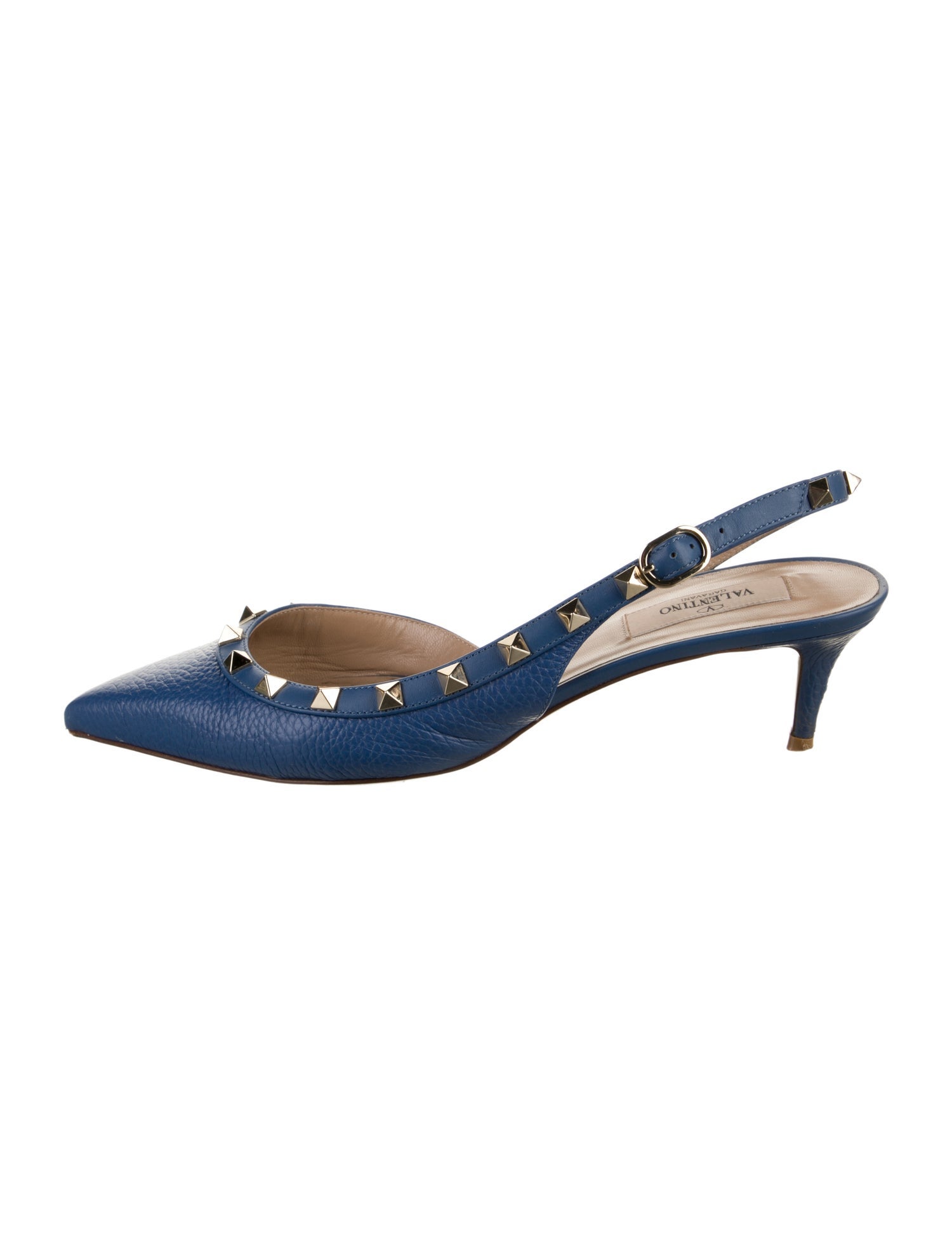 Valentino Rockstud Accents Leather Slingback Pumps