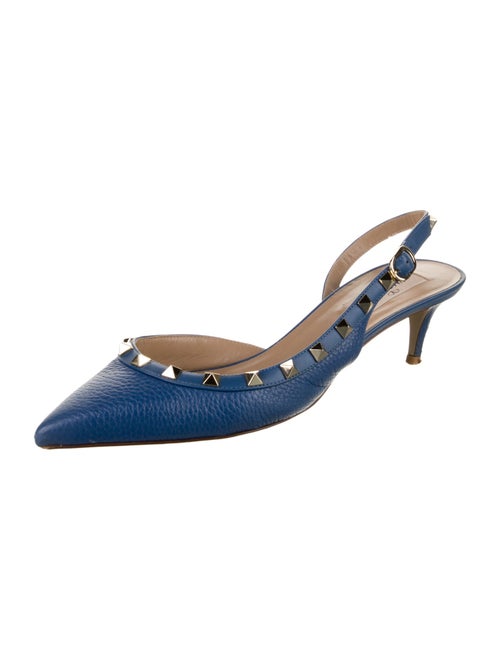 Valentino Rockstud Accents Leather Slingback Pumps