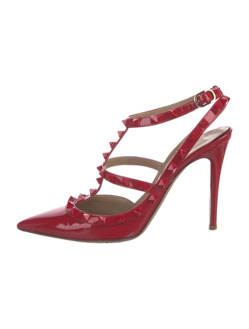 Valentino Rockstud Accents Patent Leather T-Strap Pumps
