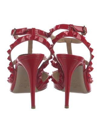 Valentino Rockstud Accents Patent Leather T-Strap Pumps