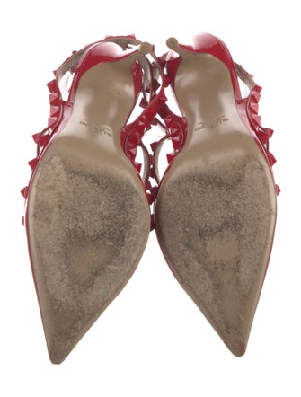 Valentino Rockstud Accents Patent Leather T-Strap Pumps