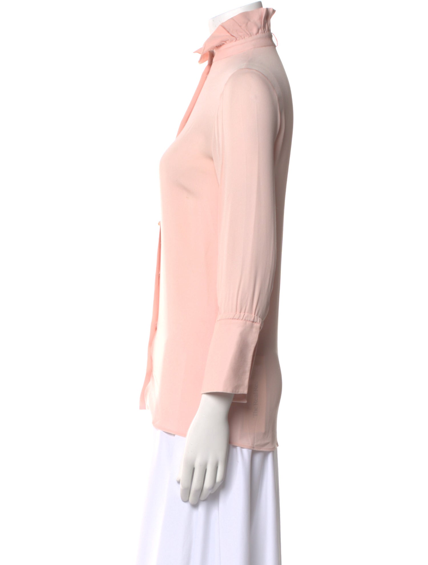 Valentino Silk Mock Neck Button-Up Top