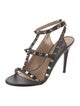 Valentino Rockstud Accents Leather T-Strap Sandals