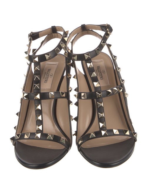 Valentino Rockstud Accents Leather T-Strap Sandals
