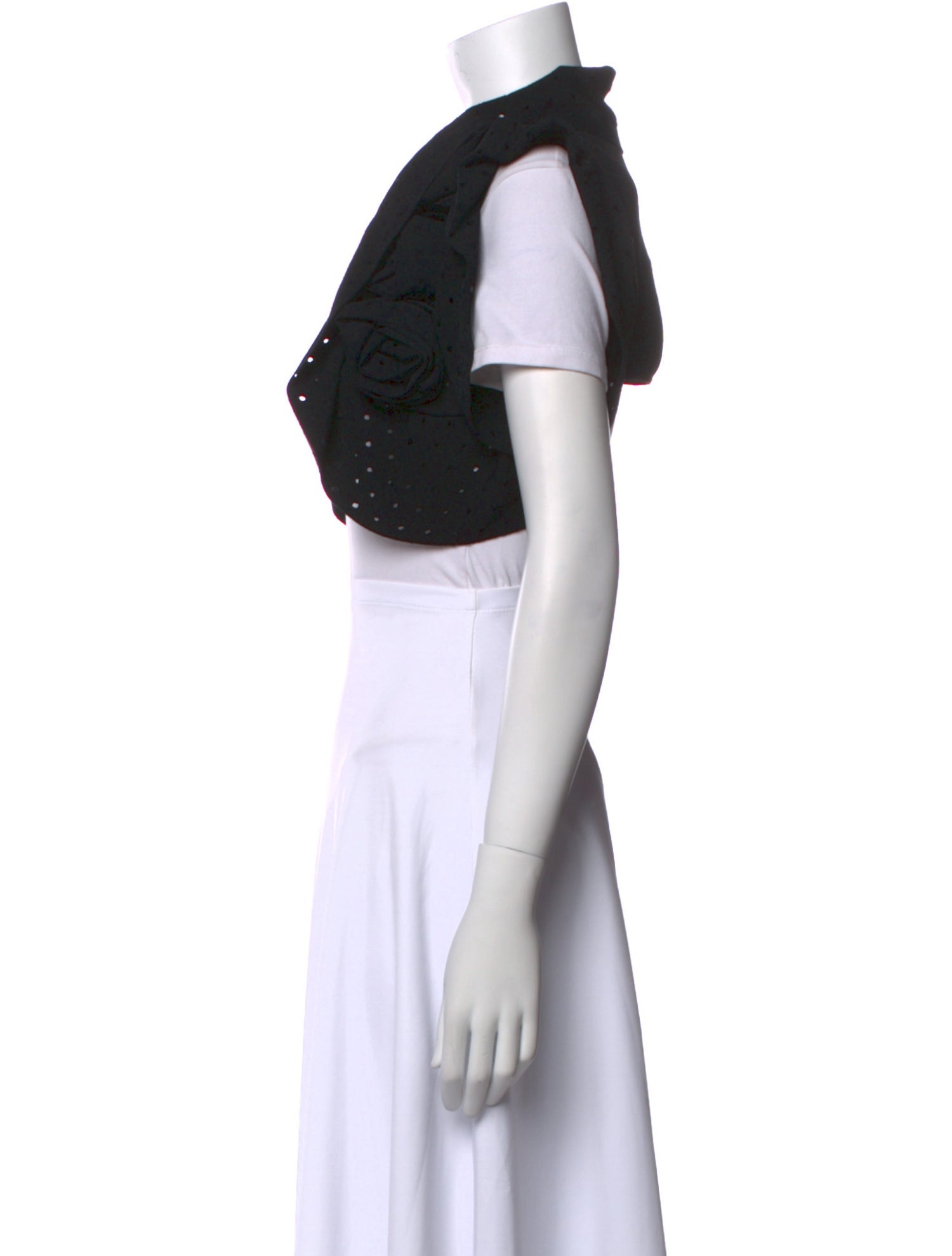 Valentino Square Neckline Short Sleeve Crop Top