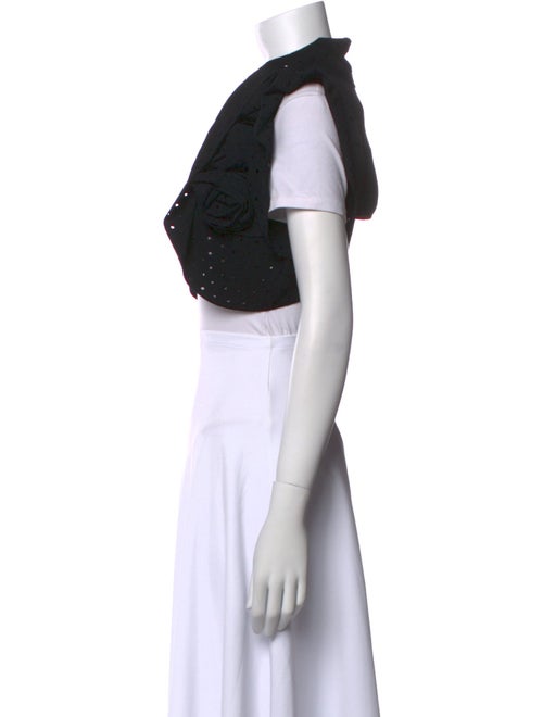 Valentino Square Neckline Short Sleeve Crop Top