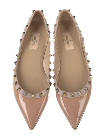 Valentino Rockstud Accents Patent Leather Ballet Flats