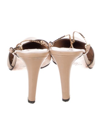 Valentino Leather Chain-Link Accents Slingback Pumps