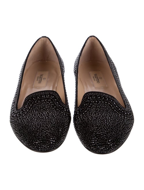 Valentino Suede Crystal Embellishments Loafers