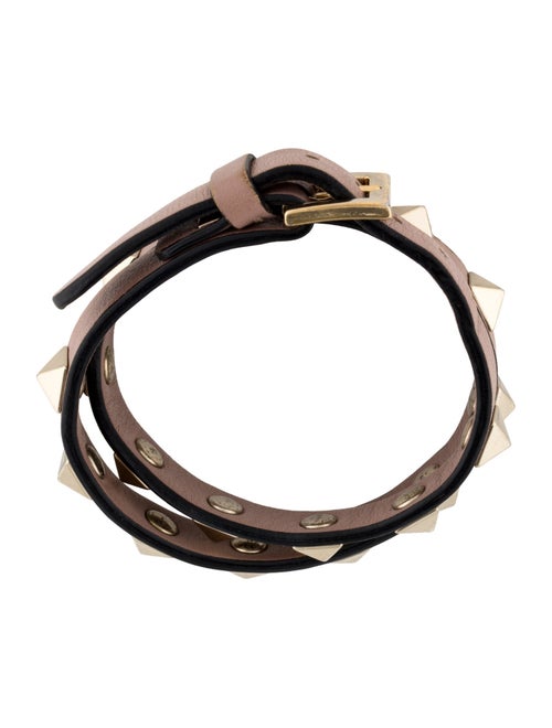 Valentino Leather Rockstud Double Wrap Bracelet
