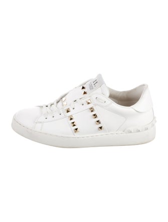 Valentino Rockstud Accents Leather Sneakers