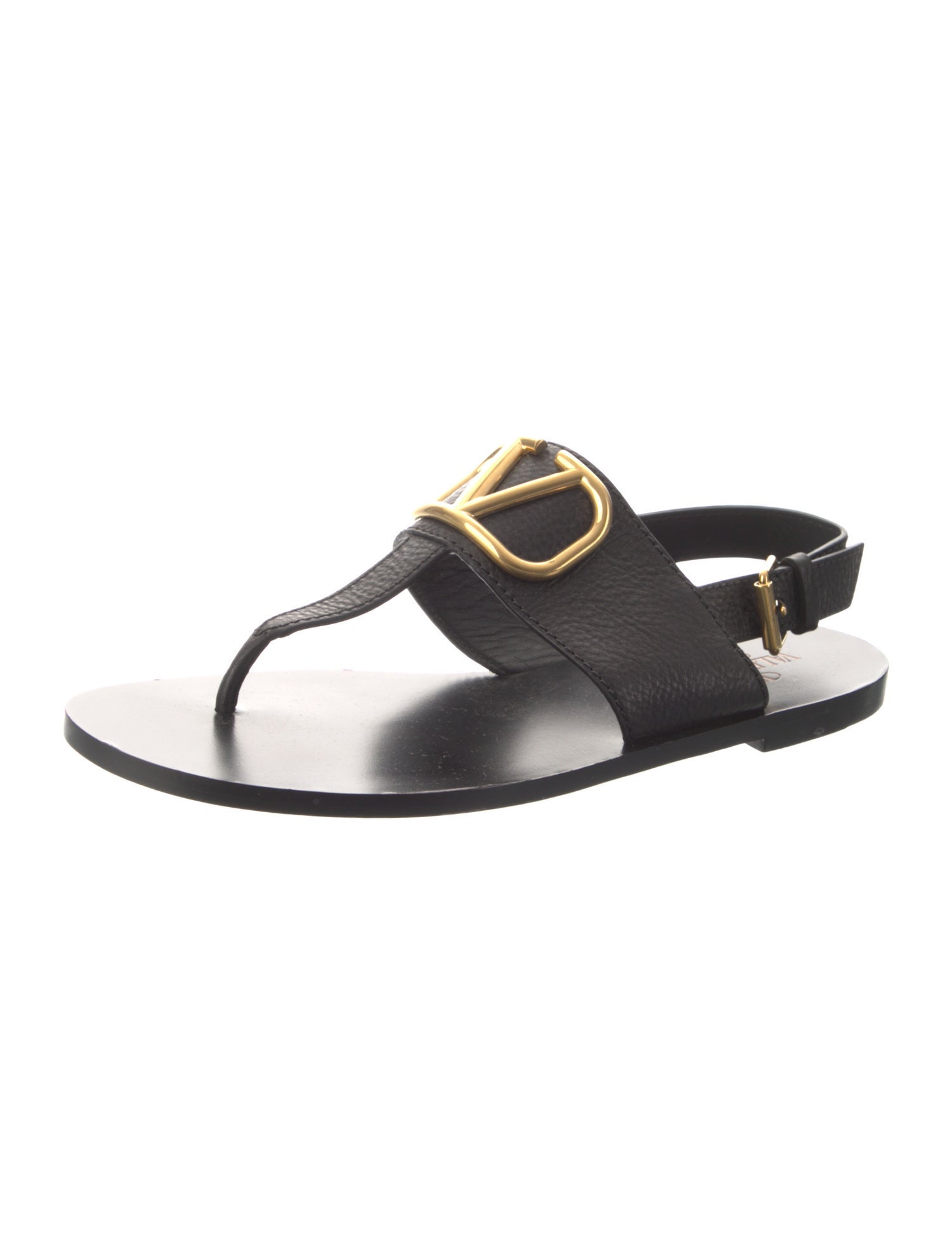 Valentino Leather T-Strap Sandals