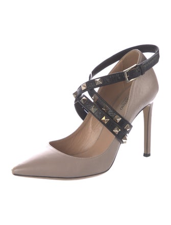Valentino Rockstud Accents Leather Pumps