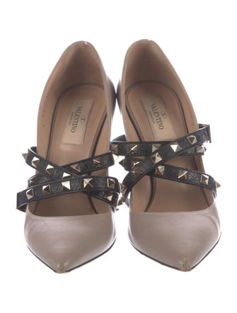 Valentino Rockstud Accents Leather Pumps