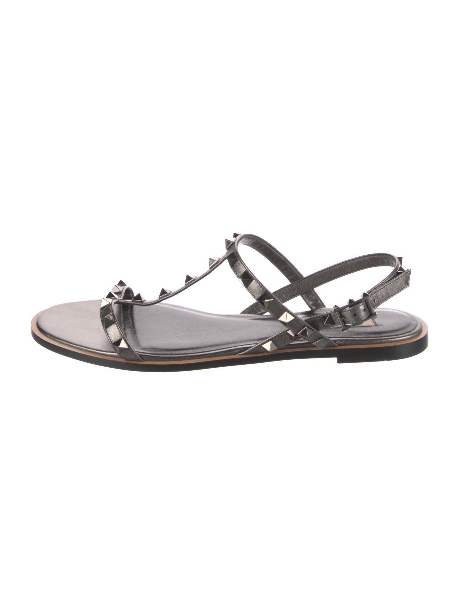 Valentino Rockstud Accents Leather T-Strap Sandals