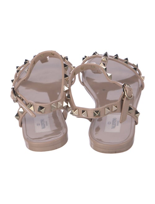 Valentino Rockstud Accents Rubber T-Strap Sandals