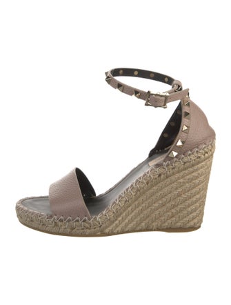 Valentino Rockstud Accents Leather Espadrilles