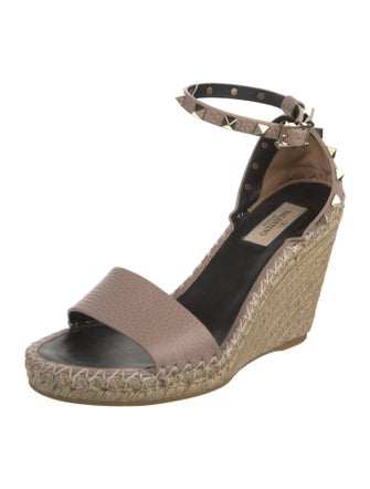 Valentino Rockstud Accents Leather Espadrilles