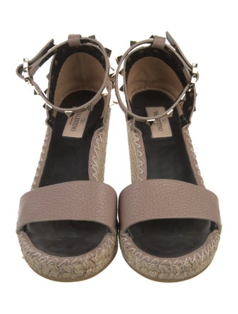 Valentino Rockstud Accents Leather Espadrilles