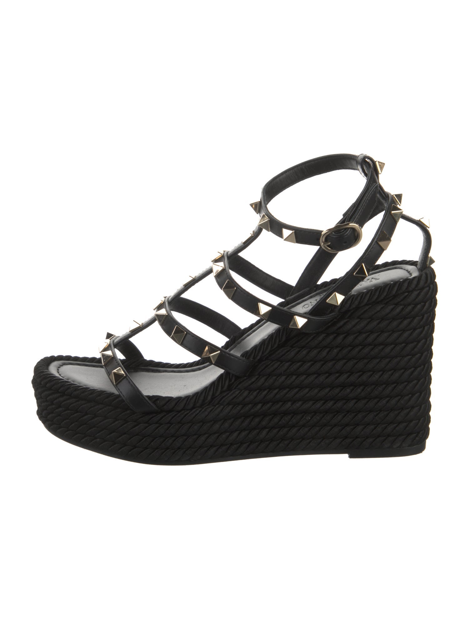 Valentino Rockstud Accents Leather Espadrilles