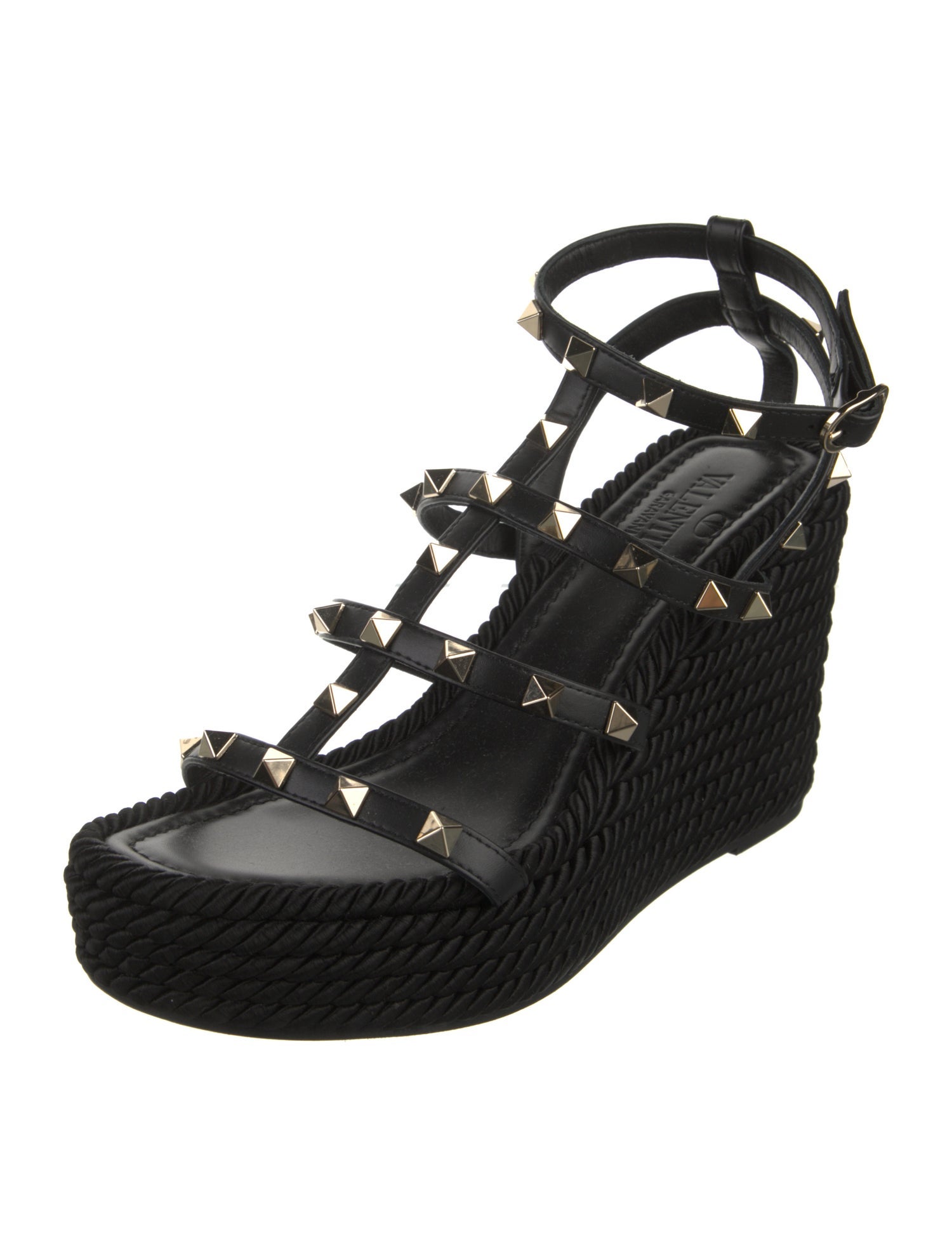 Valentino Rockstud Accents Leather Espadrilles